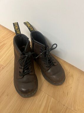 Dr. Martens Kids Dark Brown Leather Lace-Up Boots